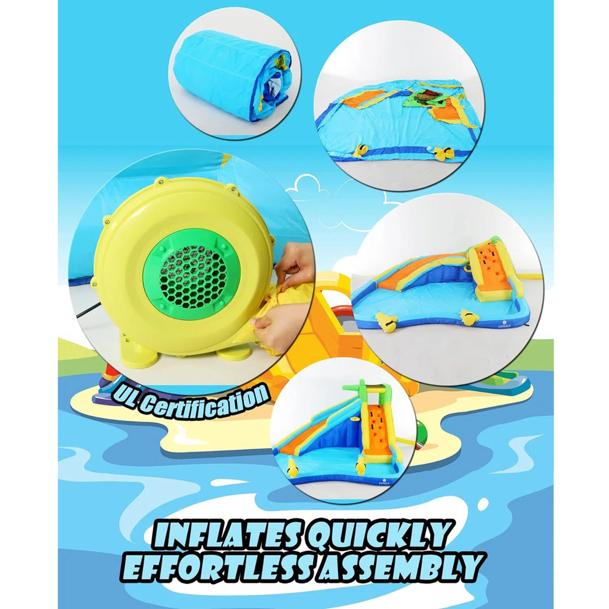 13.2' x 11.5' Crocodile Kids Inflatable Water Slides Water Bounce House Water Park with Air Blower