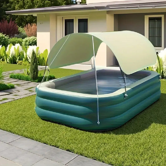 1-Pack Large Inflatable Swimming Pool With Removable Canopy Sunshade