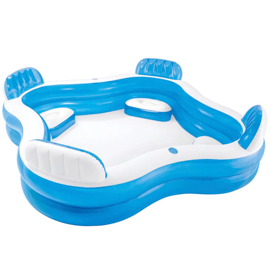 90" Swim Center Family Lounge Inflatable Pool with Built-In Seats and Drink Holders