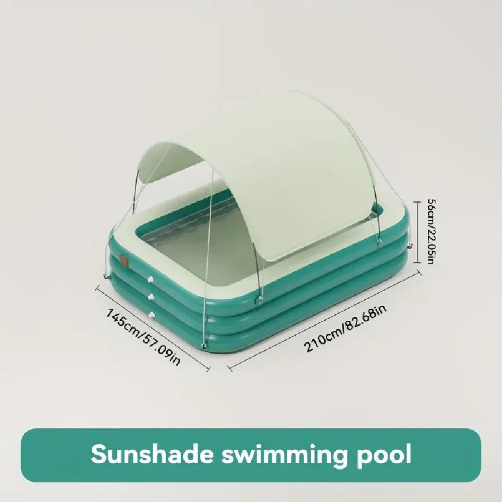 1-Pack Large Inflatable Swimming Pool With Removable Canopy Sunshade