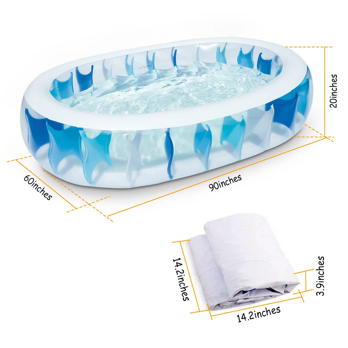 Plastic Oval Inflatable Pool 20'' H x 60'' W x 90'' L
