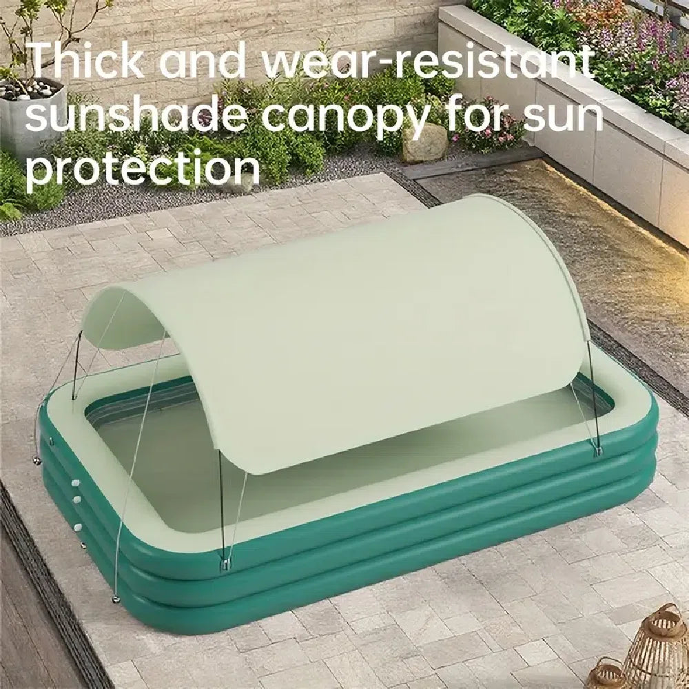 1-Pack Large Inflatable Swimming Pool With Removable Canopy Sunshade
