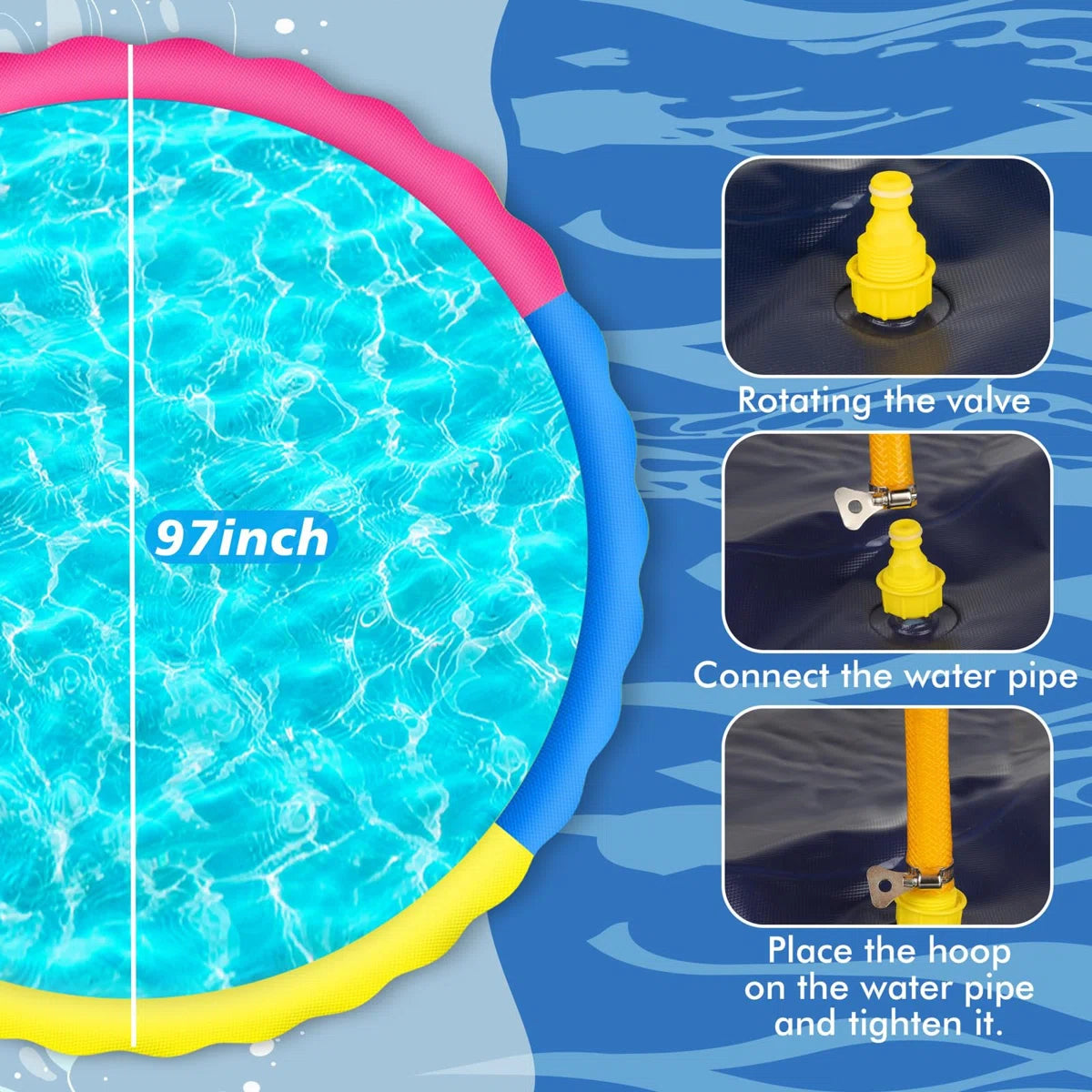(PVC) Round Pet Pool 1'' H x 97'' W x 97'' L