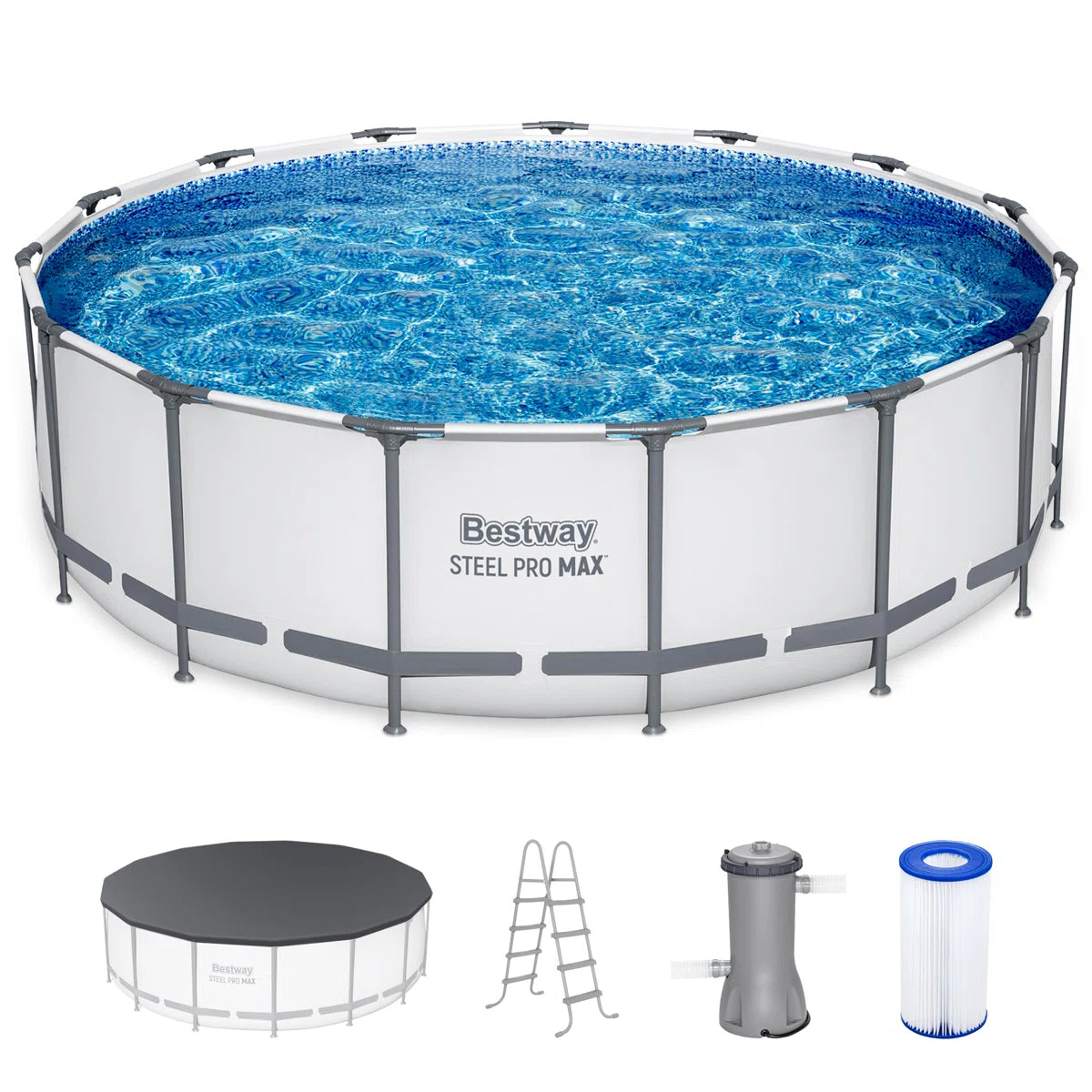 Steel Pro MAX Round Above Ground Swimming Pool with Pump & Cover