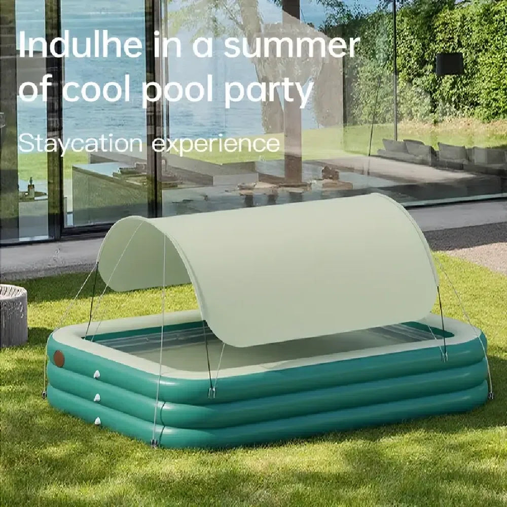 1-Pack Large Inflatable Swimming Pool With Removable Canopy Sunshade