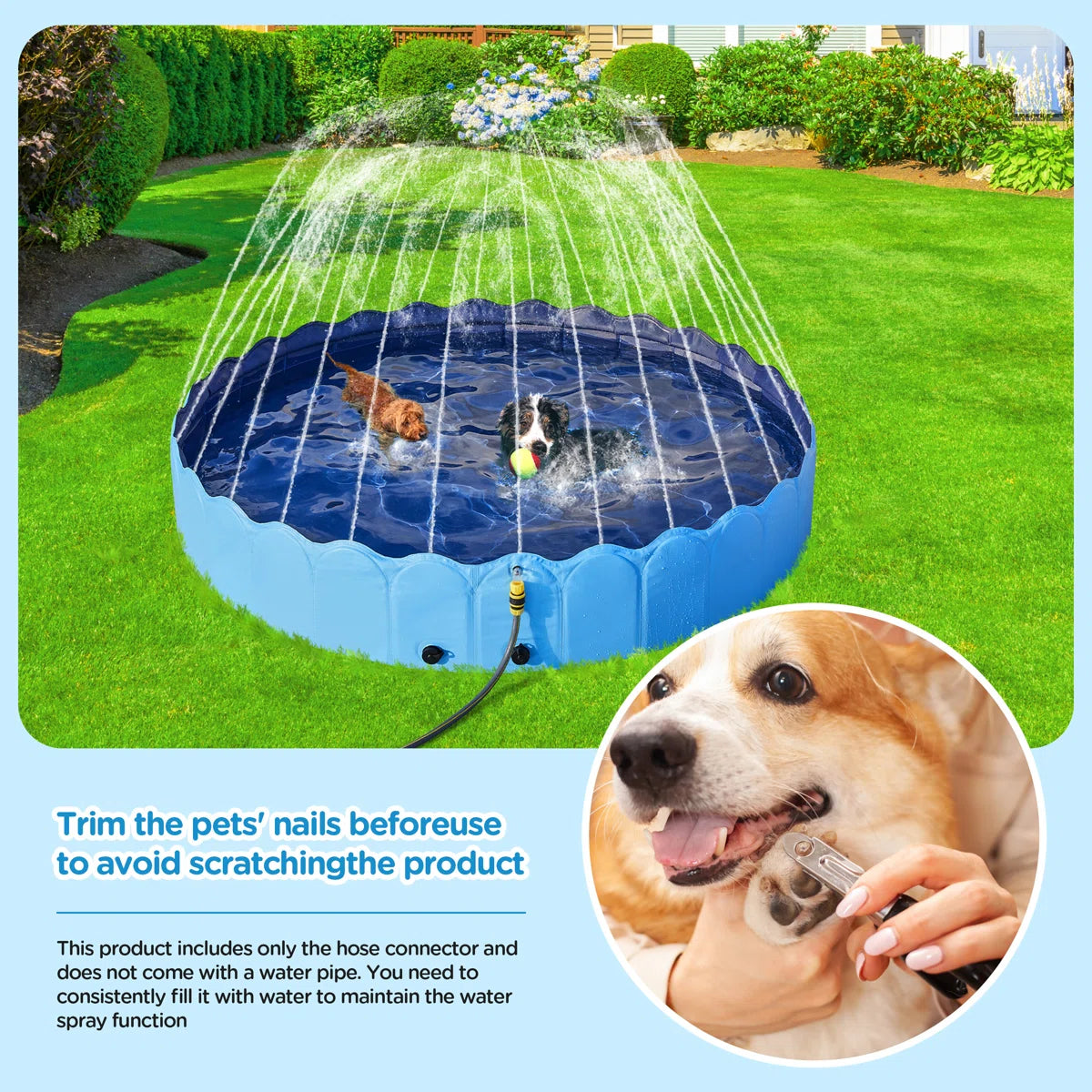Plastic Round Pet Pool 13'' H x W x L