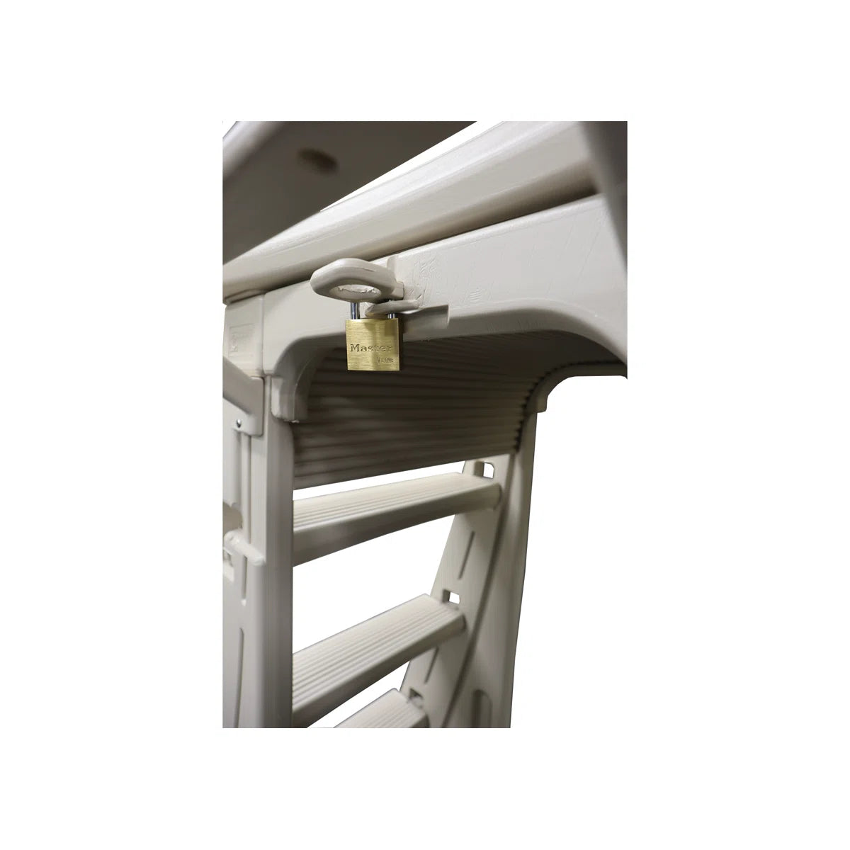 Plastics Roll-Guard Adjustable A-Frame Pool Safety Ladder, Warm Gray