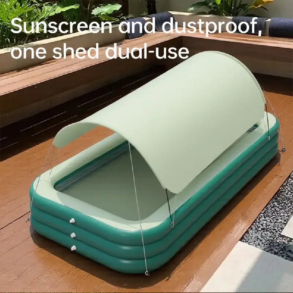1-Pack Large Inflatable Swimming Pool With Removable Canopy Sunshade