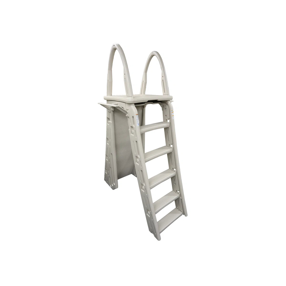 Plastics Roll-Guard Adjustable A-Frame Pool Safety Ladder, Warm Gray